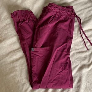 Jaanuu burgundy jogger scrub pants